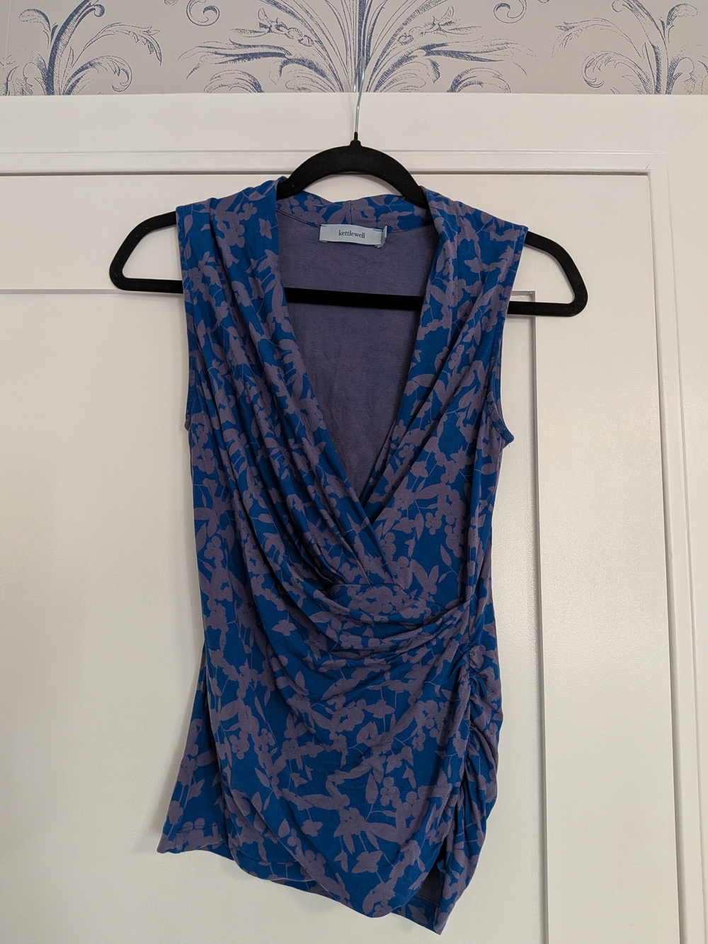 Kettlewell Blue Floral Draped Top